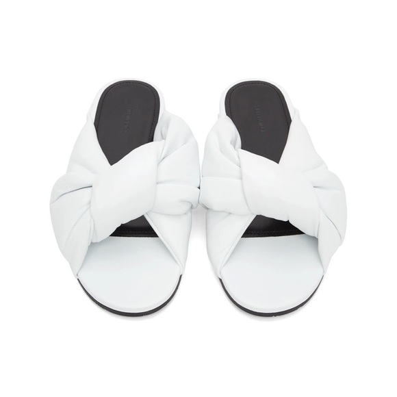 Balenciaga Shoes - Balenciaga White Drapy Flat Sandals